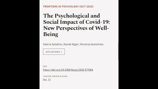 The Psychological and Social Impact of Covid19 New Perspectives of WellBeing  RTCLTV [upl. by Anairam80]