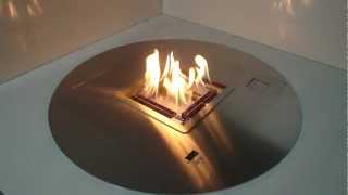 Round ethanol burner AFIRE how to create a remote controlled ventless fireplace [upl. by Bathulda280]