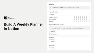 How to build a weekly planner in notion [upl. by Aikel]