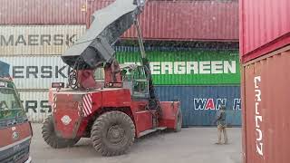 containers shift in port in big crane  chennai crane  port  container  salute for drivers [upl. by Sonnnie]