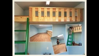 BUILD A LOFT BED WITH NO SUPPORT BEAMS AND EXTRAS [upl. by Yddub]