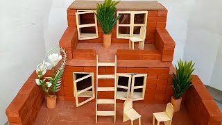 miniature village house making with little bricks  mini house design no 20 [upl. by Nilesoy193]