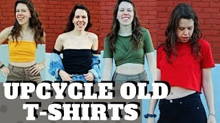 DIY  4 Ways To Upcycle Your Old Tshirts NO SEW  Tops to Crops Style [upl. by Corwun537]