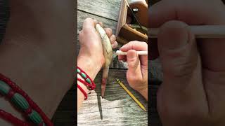 Laying Scrimshaw on Whale’s Tooth Knife Handle [upl. by Emorej]