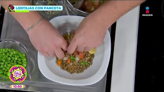 Prepara lentejas con panceta La rica receta de José Miguel García  La Cocina  Sale el Sol [upl. by Ahsiliw]