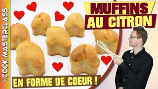 ✅ Mes muffins au citron jaune en forme de coeur  Recette facile et rapide [upl. by Hallam]