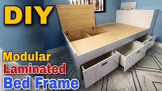 DIY  Paano Gumawa ng Double size Bed frame with Drawers and Storage  Modular Bed Frame  chitman [upl. by Nareht]