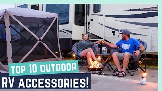 TOP 10 RV OUTDOOR ACCESSORIES TRIED AND TRUE [upl. by Sofie]