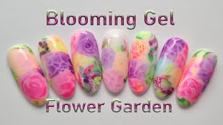 Blooming gel flower garden nail art Nail art hack using blooming gel Flowers nails for beginners [upl. by Adler]