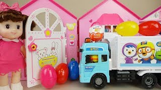 Delivery car Baby doll house and surprise eggs toys play [upl. by Canon]