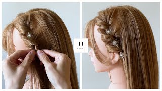 【編み込みのように盛れる】超ミニクリップを使った簡単ストレートハーフアップヘアのやり方を解説 [upl. by Snahc]