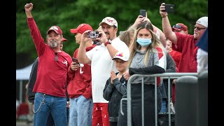 Huge crowd greets Alabama football team at 2021 ADay game [upl. by Godding]