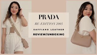 PRADA RE EDITION 2005 SAFFIANO LEATHER BEIGE UNBOXING amp REVIEW [upl. by Percy]