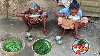 Delicious Dhonepata Bata recipe GrandmothersCooking and eating by Panta vat [upl. by Gusta]