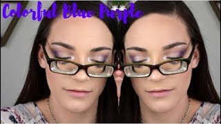 Colorful Blue Eye Makeup for Glasses  MMM [upl. by Abeu]