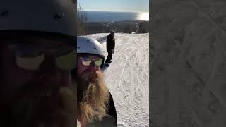 Bearded Biker attempts snowboarding at Lutsen Mountain minnesota snowboard Lutsen [upl. by Harac]