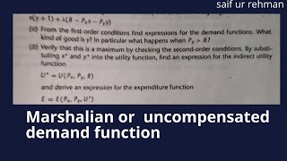 Marshallian demand function 136 or uncompensated demand function [upl. by Rosenthal31]