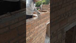 Red brick wall construction processshorts [upl. by Turnbull]