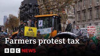 Thousands of UK farmers protest against inheritance tax changes  BBC News [upl. by Siegel]