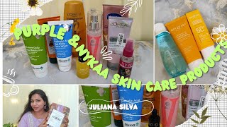 Skin Care Products Purchase  Review  Purple  Nykaa  Beginner Friendly Skin care products 🤗 [upl. by Cornish103]