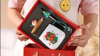 CHRISTMAS CERAMIC MUG GIFT BOX SET WITH SPOON AND LID [upl. by Dorweiler]