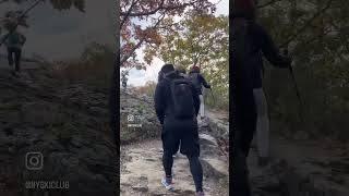 Group hiking Hawksbill Loop Trail at Shenandoah National Park [upl. by Leyes]