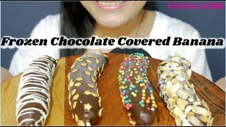 ASMR 咀嚼音🍌Frozen Chocolate Covered Banana 冷凍チョコバナナ 아이스 바나나 초콜릿스틱 먹방 巧克力香蕉冰棒 EATING SOUND [upl. by Bertolde]