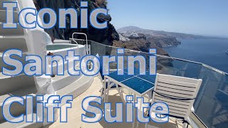 Iconic Santorini Hotel in Imerovigli Greece  Cliff Suite tour [upl. by Aluino]