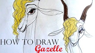 HOW TO DRAW Gazelle Zootopia  10 quick sketches  Speed drawing request [upl. by Alocin]