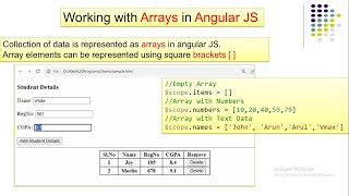 Arrays in Angular JS [upl. by Wolgast340]