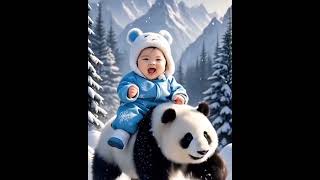 Cute Kid riding Panda [upl. by Ennahgiel]