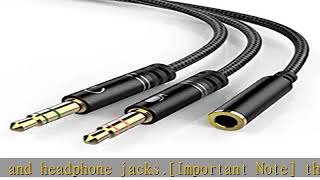 Headphone 35mm Splitter Mic Cable for Computer KOOPAO Headset 35mm Female to 2 Dual Male Microph [upl. by Kraul]