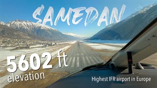 Samedan Airport Full Approach  Highest IFR airport in Europe  4K [upl. by Aicala680]