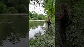 🐟🐟🐟 Women 🧍‍♀️ Fishing On A Small River fishing [upl. by Stesha]