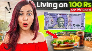 LIVING on 100Rs for 24 HOURS Challenge 😝 DIFFICULT [upl. by Caddaric]