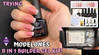 Trying Modelones 8 in 1 Builder Gel Kit from Amazon  How to do Reverse French BIAB Nails [upl. by Leiruh]