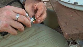 Vincent Pardieu Examining a Rough Sapphire [upl. by Airdnassac]