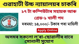 কম্পিউটাৰ সহায়ক চাকৰি মুকলি  আৱেদন আৰম্ভ  Assam Job News Today  Job News Today Assam  Guwahati [upl. by Ariek918]