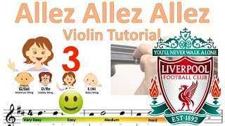 Allez Allez Allez Liverpool chant sheet music and easy violin tutorial [upl. by Ashwell105]