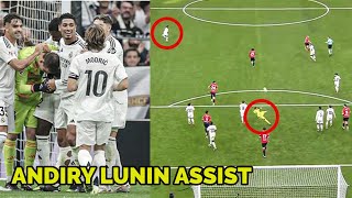 Andriy Lunins Stunning Assist  Real Madrid celebrates Lunin’s Assist to Vinicius Second Goal [upl. by Ley]