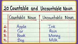 Examples of countable and uncountable noun  20 examples  20 examples of countable and uncountable [upl. by Natasha]