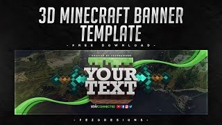 3D Minecraft Banner Template YouTube amp Twitter  Free Download  FezoDesigns [upl. by Stace805]