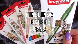 Bruynzeel dual tip finelinerbrush pens  Trying new art supplies [upl. by Okkin]