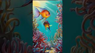 Angelfish Pomacanthidae animation cute animals short shortvideo sea fish ocean [upl. by Saravat596]