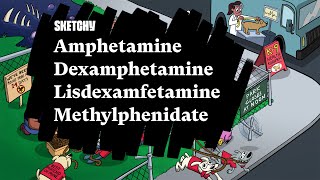 Amphetamine Dexamphetamine Lisdexamfetamine Methylphenidate Lesson Part 1  Sketchy Medical [upl. by Cilurzo]