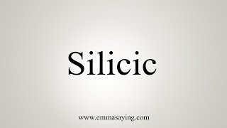 How To Say Silicic [upl. by Gorton683]