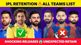 IPL RETENTION🔥 CSK MI RCB Rivalry Retention🏆 R Pant KL Rahul S Iyer Released 😱 ALL TEAMS LIST [upl. by Aihpos]