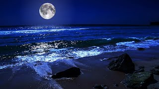 Fall Asleep On A Full Moon Night With Calming Wave Sounds  9 Hours of Deep Sleeping on Mareta Beach [upl. by Nimad802]