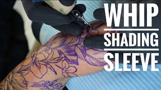 Whip shading Sleeve  Tattoo time lapse [upl. by Atinet]