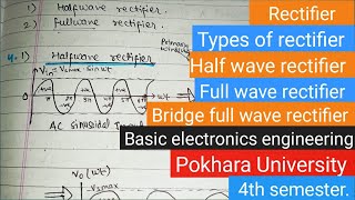 Rectifier  Types of rectifier Basic electronics  Pokhara university 4th sem  HWR  FWR [upl. by Florence427]